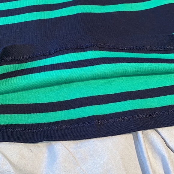 Chaps 100% Cotton long sleeve Henley top lace up green black stripe Small - Picture 5 of 9